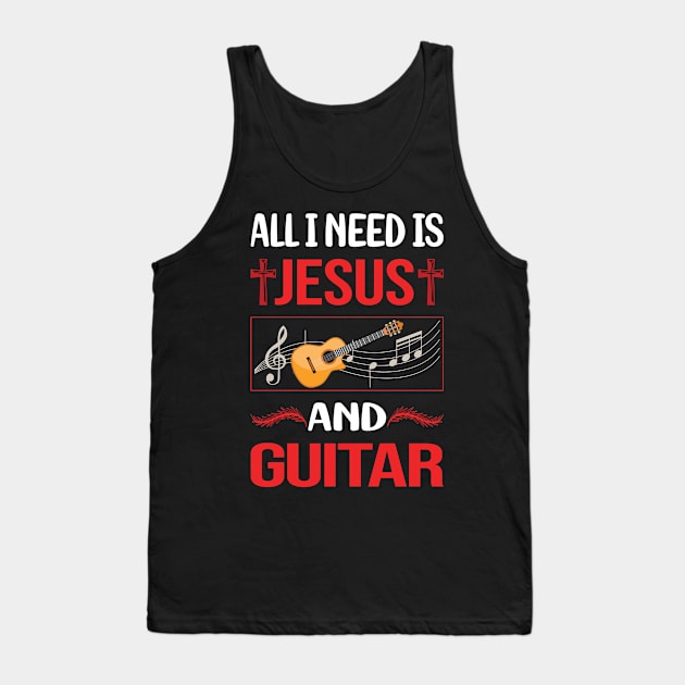 Funny Jesus Playing Guitar Guitarist Tank Top by Happy Life